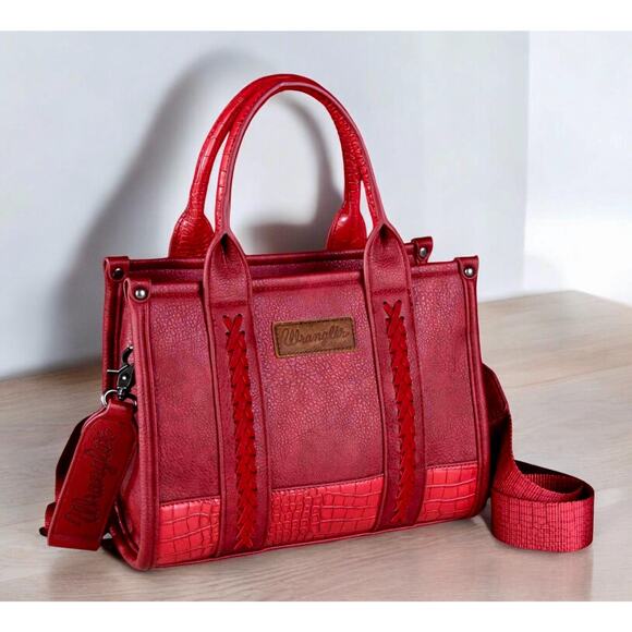 Wrangler Croc Print Tote/Crossbody - Burgundy *NEW in Package* - Picture 1 of 4